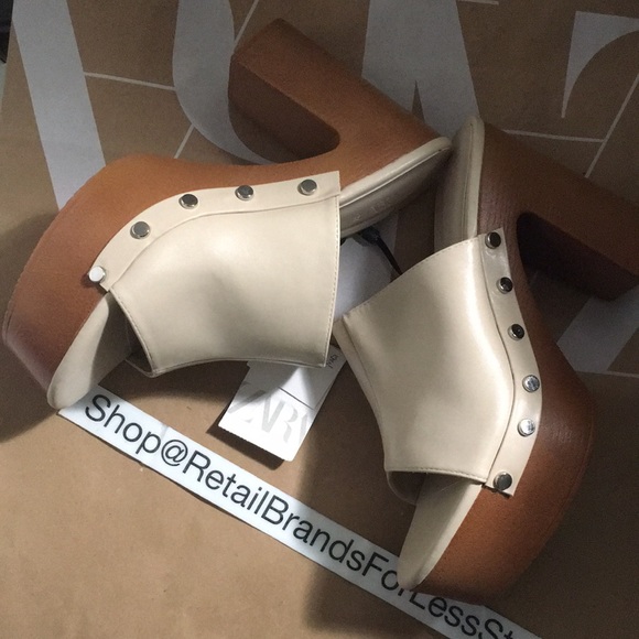 ZARA HEELED STUDDED CLOG MULES SANDALS - Picture 7 of 9